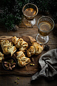 Small puff pastry trees served with an aperitif