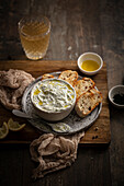 Tzatziki with roasted bread as starter