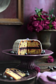 Lemon blueberry cake with sugar icing