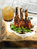 Roasted pork chops with barbecue sauce