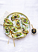 Pearl oysters with herring and caviar