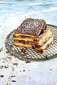 Croque cake with chocolate apples and pears