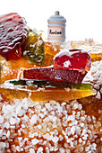 Galette des Rois with candied fruits (Close Up)