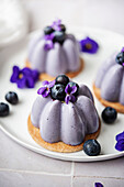 Vegan blueberry and violet panacotta