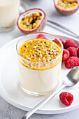 Panacotta with passion fruit coulis