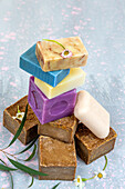 Various organic soaps made with natural products