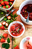 Strawberries and verbena syrup