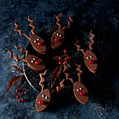 Reindeer-shaped chocolate shortbread cookies