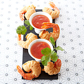 Deep fried prawns with sweet and sour sauce