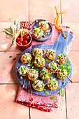 Apricots stuffed with bulghur,red onion,pea and mint cooked a la plancha