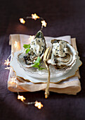 Oysters in aspic with truffle cream
