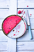 Pink praline tart