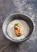 Pan-fried foie gras with a hazelnut emulsion