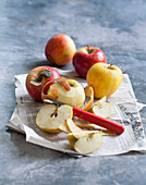 Peeling apples with a vegetable peeler