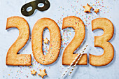 2023 made out of biscuits for the New Year