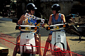 Scooter drivers, Iles de Saintes, Guadeloupe Caribbean, America