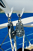 Cable winch on a sailing boat, Caribbean, America