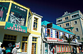 Colourful facades of houses, Marigot, Saint Martin, Caribbean, America