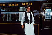 Waiter at the train Royal Scotsman, Scotland, Great Britian, Europe