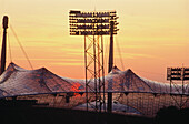 Olympiastadion im Sonnenuntergang, München, Bayern, Deutschland