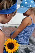 Two Girls & Sunflower, Children People