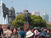 People at a fountain, Shanghai, China