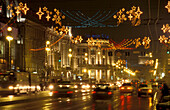 Street scenery in the city at night, Nevski Prospect, St. Petersburg, Russia