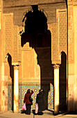 People at Saadien tomb in the sunlight, Marrakesh, Morocco, Africa