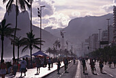 People on the seaside promenade at Ipanema Beach, Rio de Janeiro, Brazil, South America, America