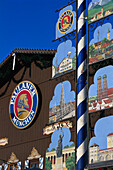 Paulaner beer tent and Maypole, Oktoberfest, Munich, Upper Bavaria, Bavaria, Germany