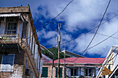 Houses and power lines, Charlotte Amalie, St.Thomas, Jamaica, Caribbean, America