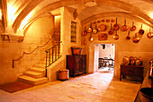 Interior design of the Chateau Chenonceau kitchen, Villandry castle, Chateau Villandry, Loire, Loire Valley, Val de Loire, France