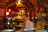 Ananas on the bar in Taberna off, Plaza de Canalejas, Madrid, Spain
