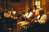 Jazz band, musicians playing wind instruments, Preservation Hall, French Quarter, New Orleans, Louisiana, USA, America