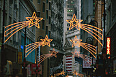 Christmas decoration, Nassau Street, Financial District Manhattan, New York, USA