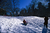 Go sledding at Central Park, Manhattan New York, USA