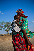 Mother with little daughter near Swasiland, South Africa