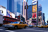 Street setting, taxis on Times Square, Manhattan, New York, USA, America
