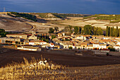 View to Wamba village, Tierra de Campos, Castilla, Spain