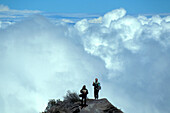 Two People on Vulkan Irazu, National Park, Cartago, Costa Rica, Caribbean, Central America