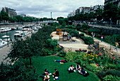 Quai de la Tournelle, Blick auf Saeule, Place de la Bastille, Paris Frankreich