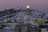 Moonrise over Pyrgos, Santorin, Greece
