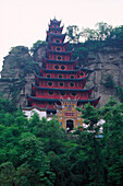 Blick auf Holzpagode, Shibaozai, Yuyin Berg, China, Asien