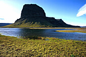 Lomagnúpur mountain at a river, Iceland, Europe