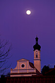 Parish church at night, Murnau, Upper Bavaria, Bavaria, Germany