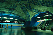 Deckenmalerei in der, U-Bahn Station T-Centralen Stockholm, Schweden