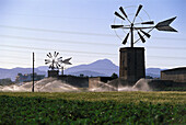 Windräder an Fincas, Mallorca, Spanien, Europa