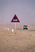 Sandstorm, Road east of Walvis Bay, Namib Desert Naminia