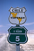 Road sign, Panamerica, Hwy.5 Chile