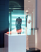 Showcase of a boutique with reflection, Via Montenapoleone, Milan, Italy, Europe